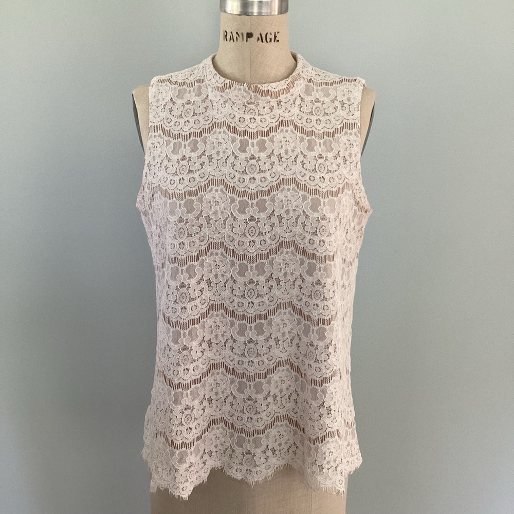 Rose+Olive Ivory Lace Overlay Top Size Medium